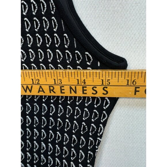 Ann Taylor Women's Tank Top Stretch Size SP Black White Embroidered Sleeveless - Picture 7 of 10